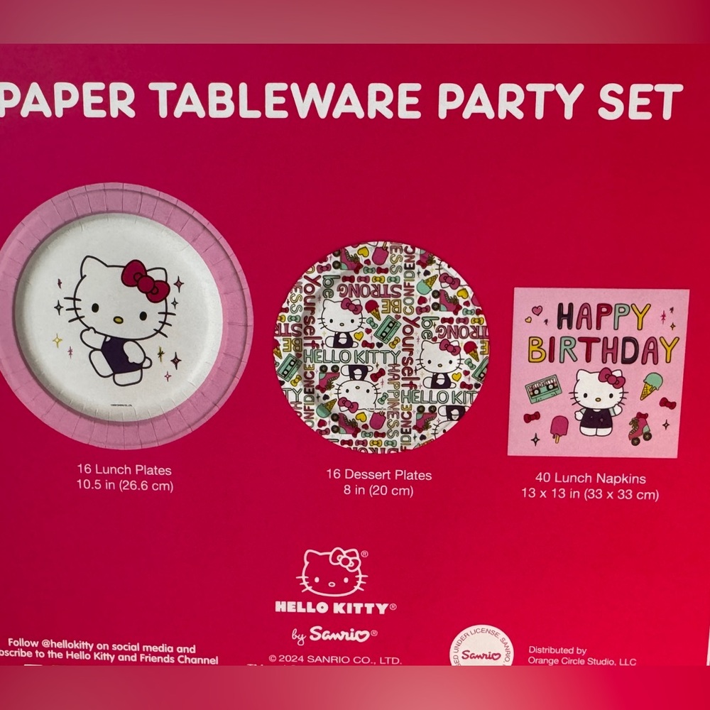 Hello Kitty Pink Paper Tableware Party Set - Picture 3 of 3